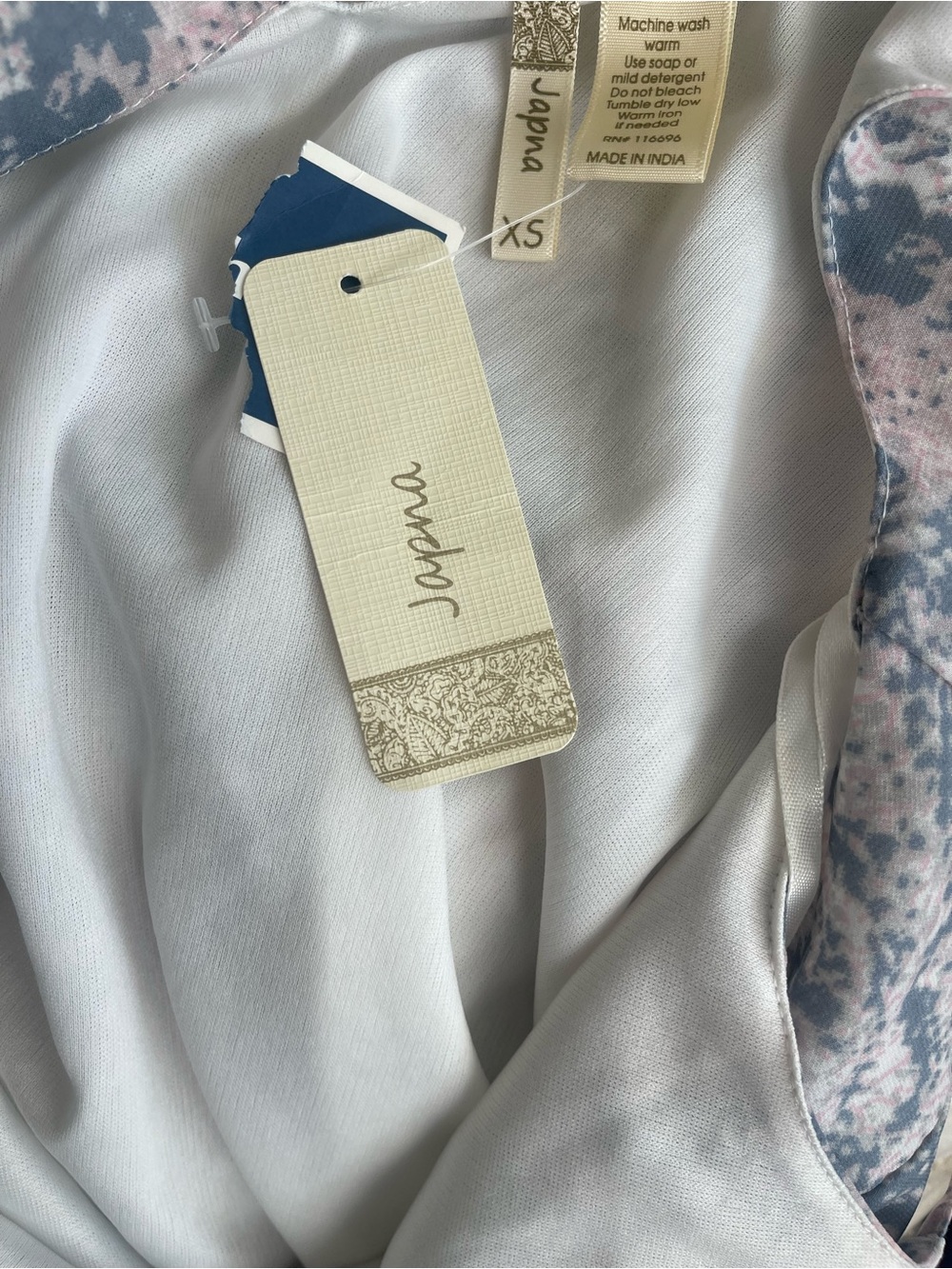 Japna White Tank with Blue and Pink Trim